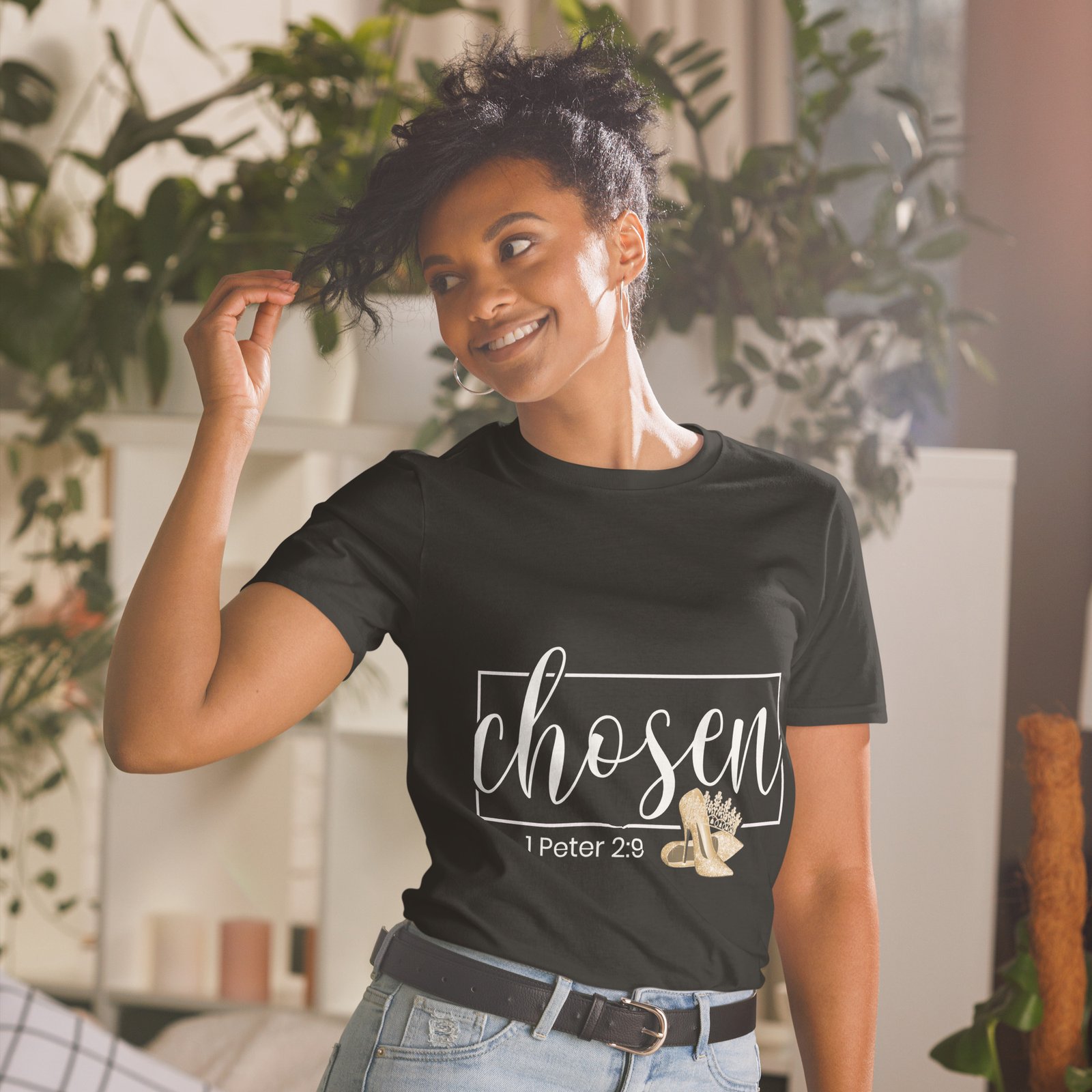 unisex-basic-softstyle-t-shirt-black-front-684d24fad1a7d.jpg “You Are Chosen | 1 Peter 2:9” T-Shirts - Image 1